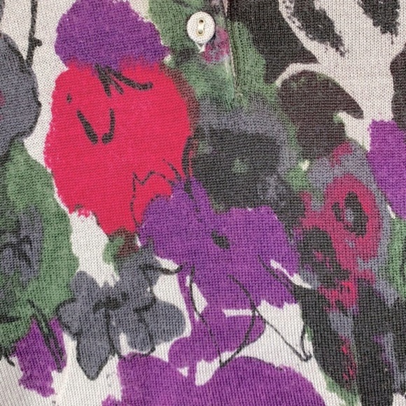 Ellen Tracy 100% Merino Wool Floral Print Sweater - Picture 5 of 7